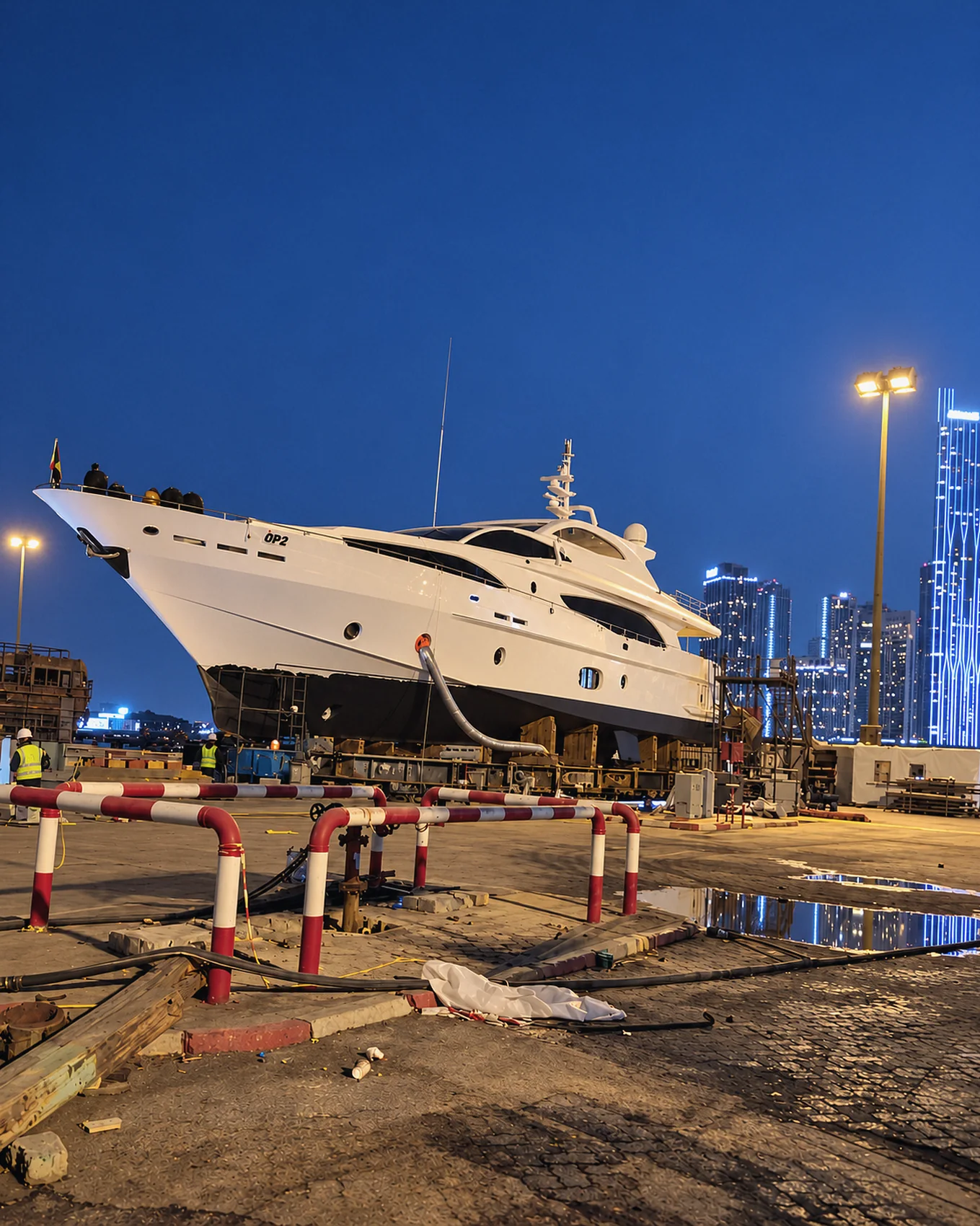 Jaddaf Docking Yard after dark